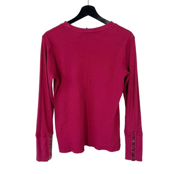 Sundance Red Waffle Knit Long Sleeve Top Medium - Picture 2 of 8